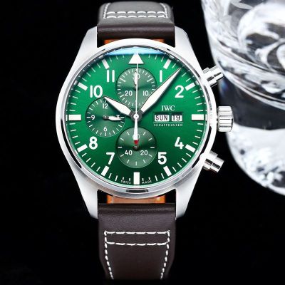 TW Factory IWC Watch Band Pilot  IW378003 Green Face Steel 43mm Replica Watch